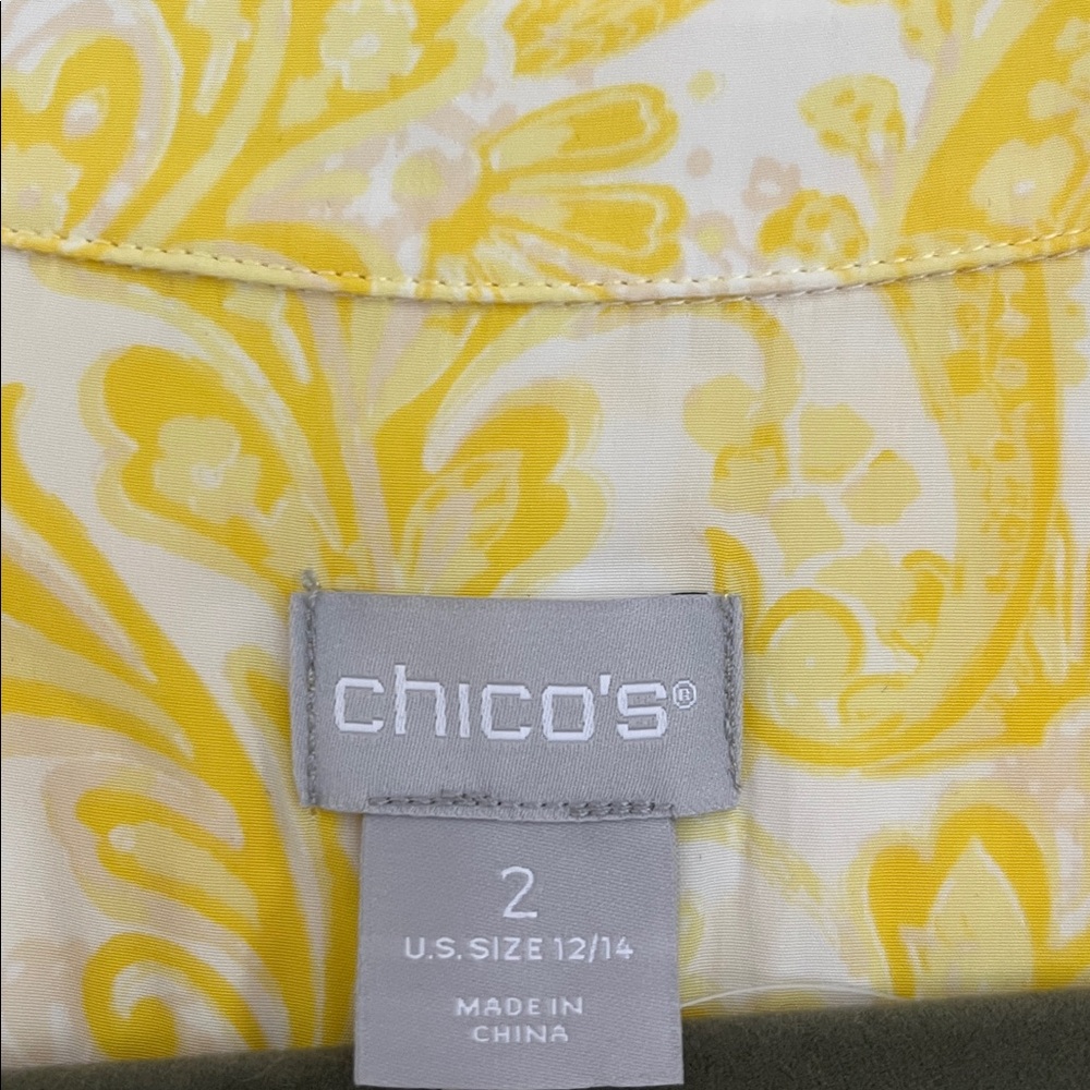 Chico's Yellow and White Long Sleeve Maxi Dress - Picture 3 of 7